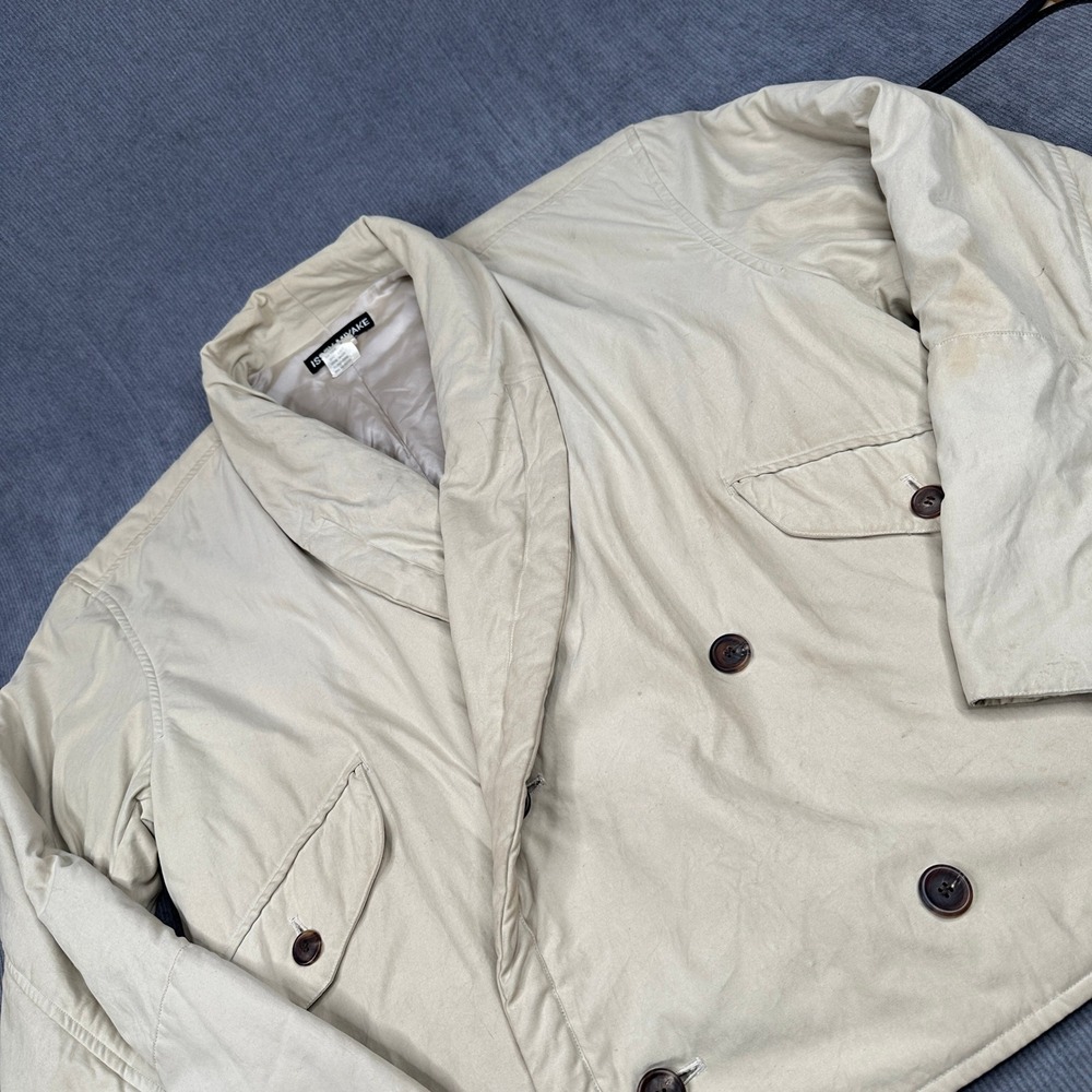 Issey Miyake Vintage Double Breasted Shawl Collar Padded Jacket Tan Beige RARE - Picture 2 of 15